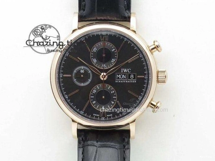 MIROTIME 0128 Youthful Pilot Spitfire 3878 Chrono BP Gray Dial SS On Black Leather Strap A 7368